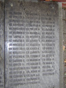Die Namenstafeln der sowjetischen, holländischen und italienischen Opfer
